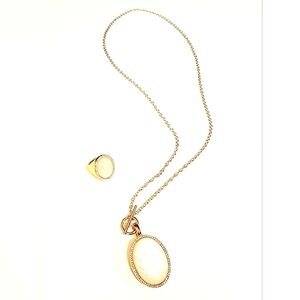 Premier Designs signed 14k gold plated necklace and ring set.